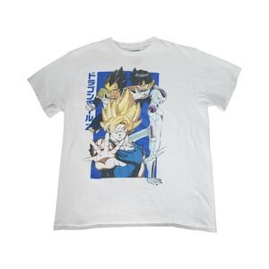 Dragon Ball Z Mens White Graphic Tee Goku Vegeta Frieza Gohan Anime Shirt L